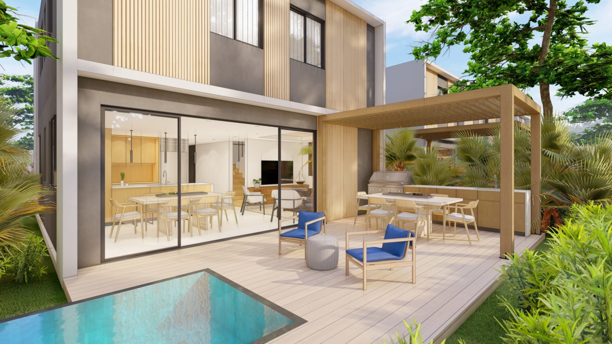 04-Patio Single Pergolado Villas en venta en Punta Cana